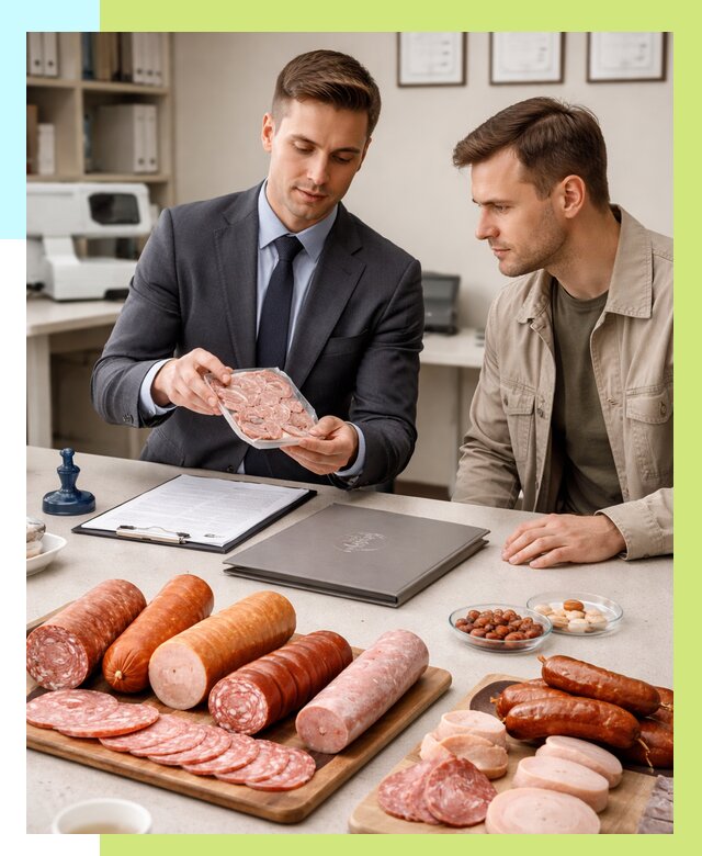 Сертификация колбасных изделий в Сестрорецке от 7687 р. | Алешин-Сст